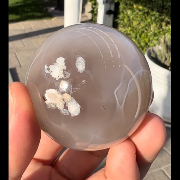 Quartzy Flower Agate Sphere - Picture 4 of 5